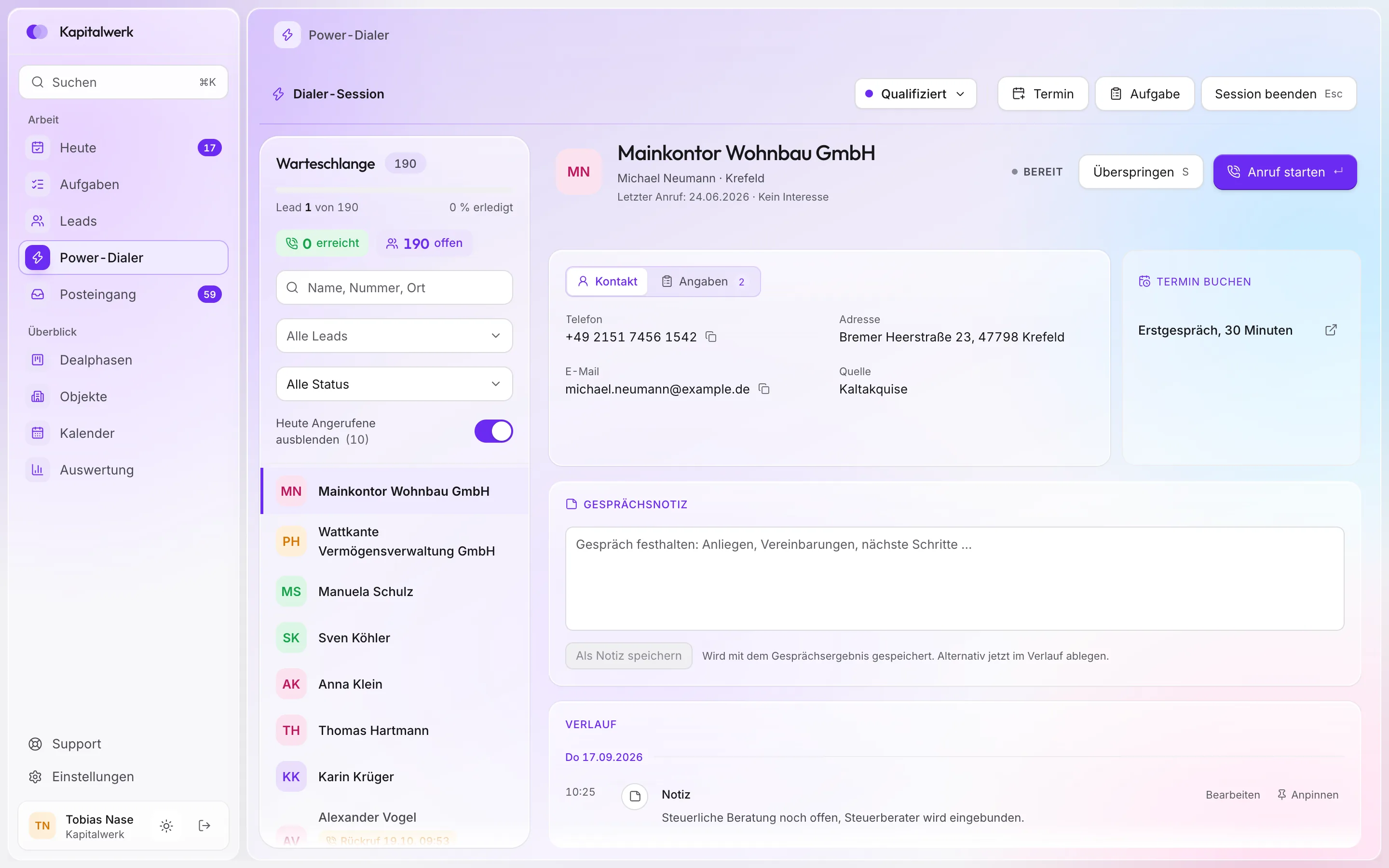 Power-Dialer in ClosingHub