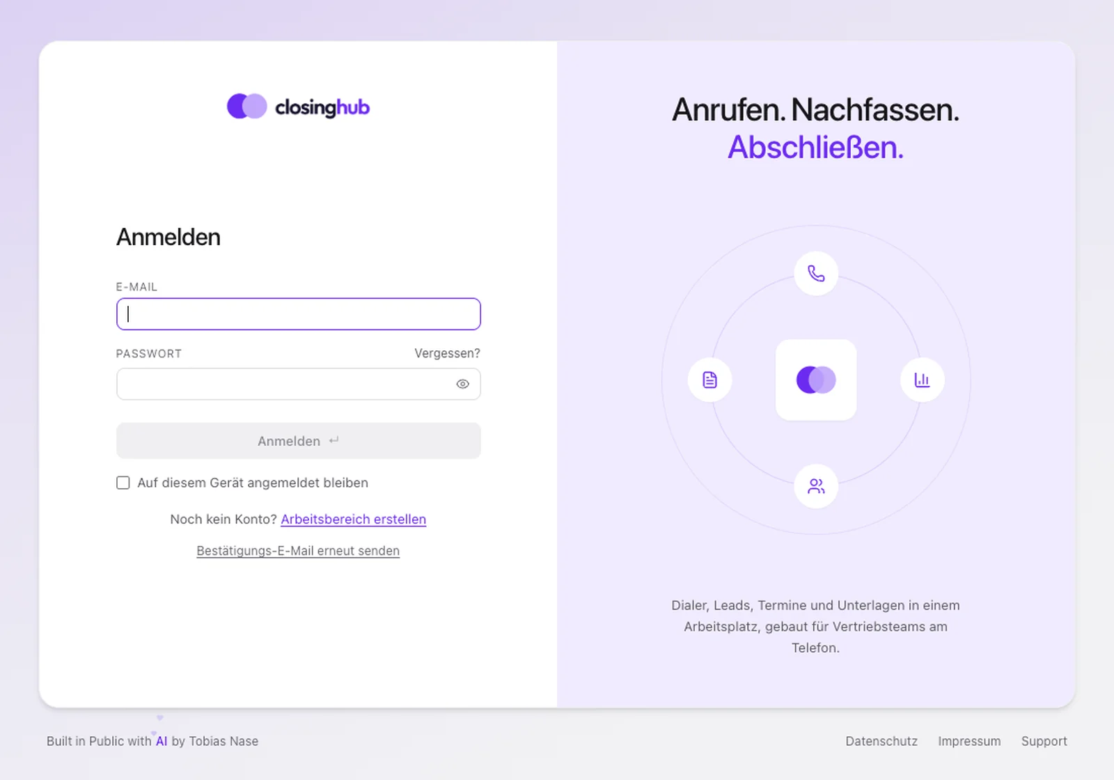 Die Anmeldung in ClosingHub am 18. September 2026